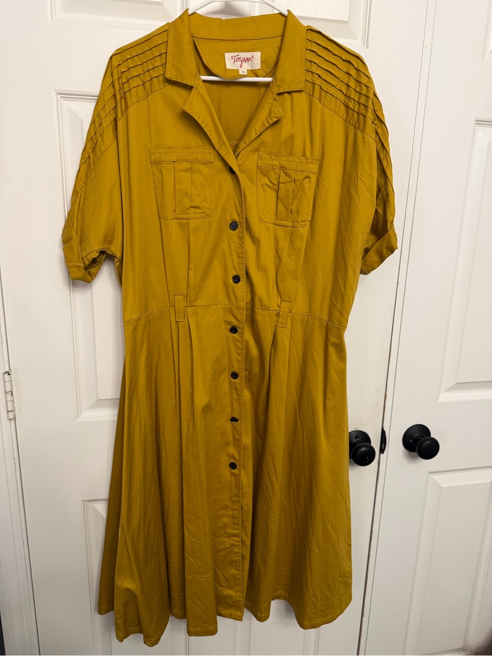 Tatyana Mustard Button-Front Shirt Dress